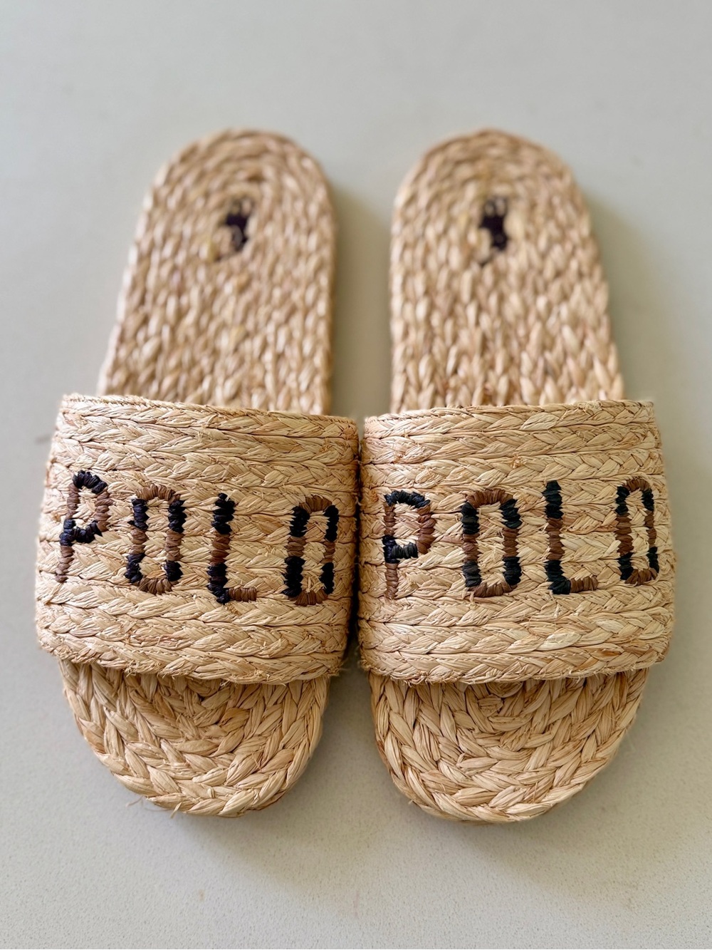Ralph Lauren Polo Natural Raffia Slide Sandals - 7